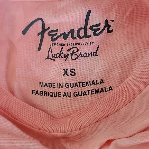 Lucky Brand Pink Fender Tie Dye Tee Size XS - Picture 5 of 7